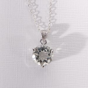 Green Amethyst 2.4 Carats Pendant Necklace Sterling Silver